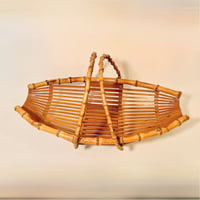 Image 1 of Corbeille à fruits vintage en bambou 1960 avec anses - panier
