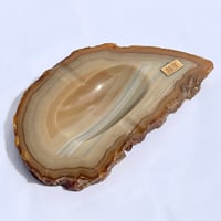 Image 2 of Vide-poche en tranche d'agate beige vintage 1960 cendrier 