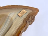 Image 4 of Vide-poche en tranche d'agate beige vintage 1960 cendrier 