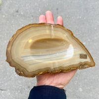 Image 7 of Vide-poche en tranche d'agate beige vintage 1960 cendrier 