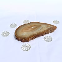 Image 1 of Vide-poche en tranche d'agate beige vintage 1960 cendrier 