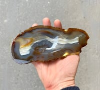 Image 3 of Vide-poche en tranche d'agate bleu vintage 1960 cendrier 