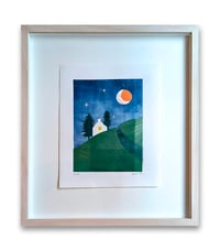 Caithness Moon Rising - Framed Linocut Print