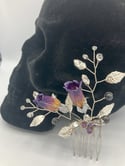 REAL Preserved Deadly Nightshade Hair Comb with Amethyst Crystal Accents