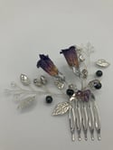 REAL Preserved Deadly Nightshade Hair Comb with Amethyst Crystal Accents