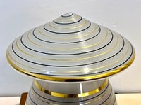 Image 8 of Lampe de table vintage verre de Murano forme champignon et socle bois – années 1960