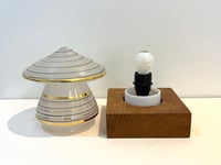 Image 9 of Lampe de table vintage verre de Murano forme champignon et socle bois – années 1960