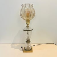Image 3 of XXL Grand pied de lampe en cristal d'Albret et globe verre ambré