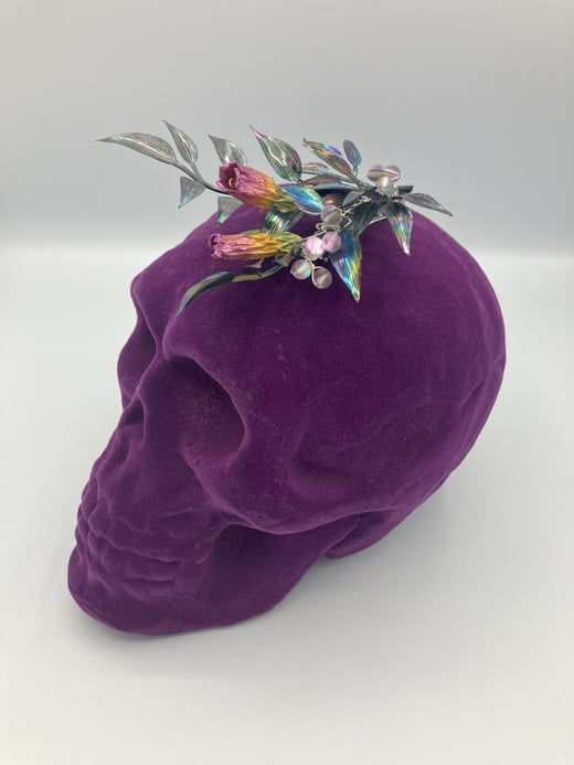 REAL Preserved Metallic Purple and Gold Deadly Nightshade Hair Clip