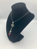 Blood Red and Black REAL Preserved Deadly Nightshade Antiqued Pewter Pentacle Pendant