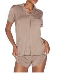 Image 1 of SKIMS- SHORT SLEEVE PAJAMAS SET- FOSSIL