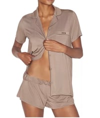 Image 3 of SKIMS- SHORT SLEEVE PAJAMAS SET- FOSSIL