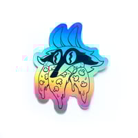 "Mushroom Pizza Raccoon" holographic sticker