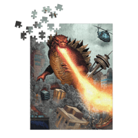 Image 1 of  Red Kaiju Jigsaw Puzzle w/ Tin