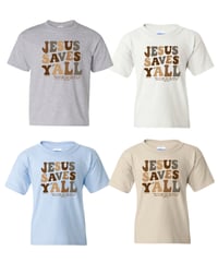 Image 2 of Jesus Saves Y'all Groovy with neutral colors - YOUTH tee - FREE SHIPPING!!