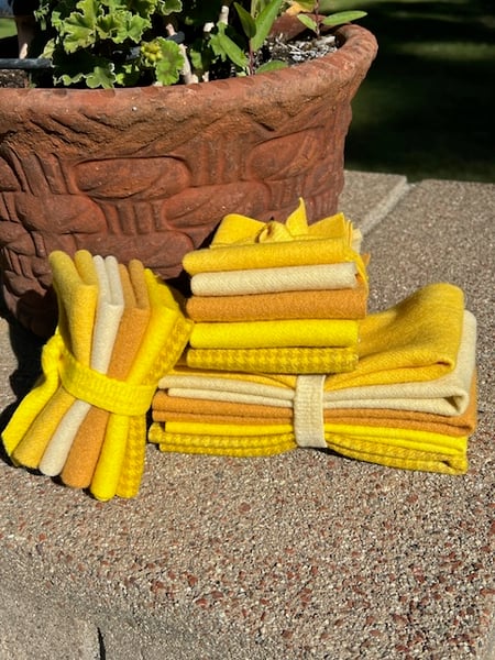Image of Yellow Color Splash 5 Piece Bundles Hand Dyed Wool -Two Sizes