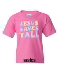 Image 4 of Jesus Saves Y'all Groovy with pastel colors - YOUTH tee - FREE SHIPPING!!