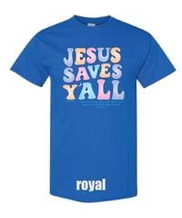 Image 5 of Jesus Saves Y'all Groovy with pastel colors - YOUTH tee - FREE SHIPPING!!