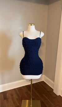 Image 1 of Elise pearl mini dress (Navy blue)