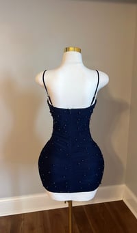 Image 6 of Elise pearl mini dress (Navy blue)