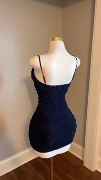 Image 5 of Elise pearl mini dress (Navy blue)