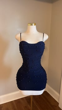 Image 2 of Elise pearl mini dress (Navy blue)