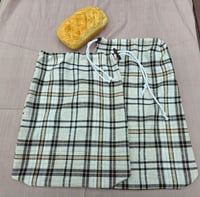 Image 1 of Linen Bread Bag Set- Neutral Plaid