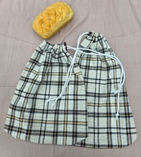 Image 2 of Linen Bread Bag Set- Neutral Plaid