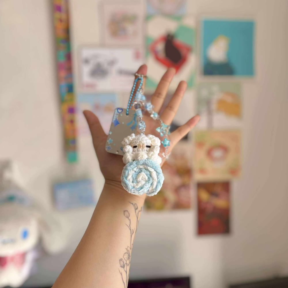 Image of Cake roll keychain: Blueberry