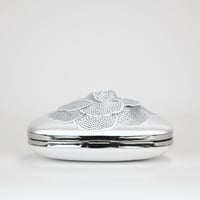 Image 6 of Nina Crystal Embellished Flower Minaudiere Handbag - White