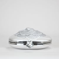 Image 8 of Nina Crystal Embellished Flower Minaudiere Handbag - White