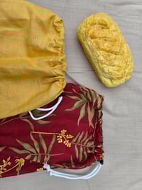 Image 2 of Linen Bread Bag Set - Palms on Burgundy & Golden Harvest 
