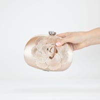 Image 4 of Nina Crystal Embellished Flower Minaudiere Handbag - Pearl Rose