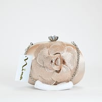 Image 1 of Nina Crystal Embellished Flower Minaudiere Handbag - Pearl Rose