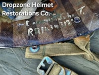 Image 23 of WWII M2 101st Airborne Helmet 506th PIR "E" Co. D-bale Front Seam Firestone-INLAND liner. Captain.