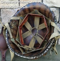 Image 20 of WWII M2 101st Airborne Helmet 506th PIR "E" Co. D-bale Front Seam Firestone-INLAND liner. Captain.