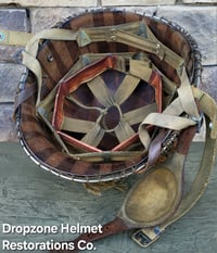 Image 16 of WWII M2 101st Airborne Helmet 506th PIR "E" Co. D-bale Front Seam Firestone-INLAND liner. Captain.