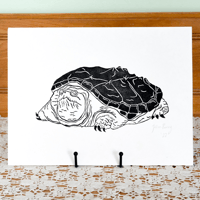 Image 1 of Snapping Turtle Linocut Print