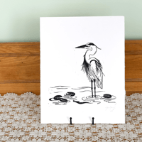 Great Blue Heron Linocut Print