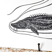 Image 2 of Sturgeon Fish Linocut Print