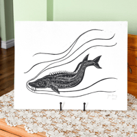 Image 1 of Sturgeon Fish Linocut Print