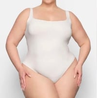 Image 1 of SKIMS- RAW EDGE SEAMLESS CAMI BODYSUIT- STONE