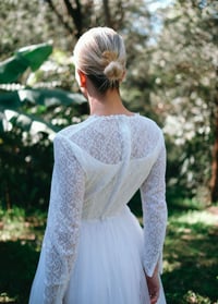 Image 5 of Vintage 60s lace wedding dress with long sleeves