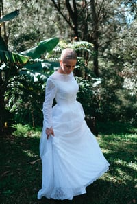 Image 1 of Vintage 60s lace wedding dress with long sleeves