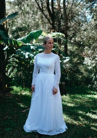 Image 4 of Vintage 60s lace wedding dress with long sleeves