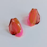 Image 1 of Selenium Pink Hydrangea Stud Earrings with Burgundy