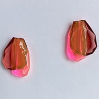 Image 2 of Selenium Pink Hydrangea Stud Earrings with Burgundy
