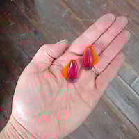 Image 2 of Selenium Pink Hydrangea Stud Earrings with Purple