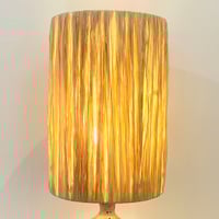 Image 7 of Grande lampe céramique grès beige gris pyrité vintage 1960s - 1970s - Abat-jour en raphia