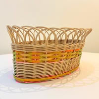 Image 2 of Corbeille ovale en osier tressé vintage – Années 1960 - Panier